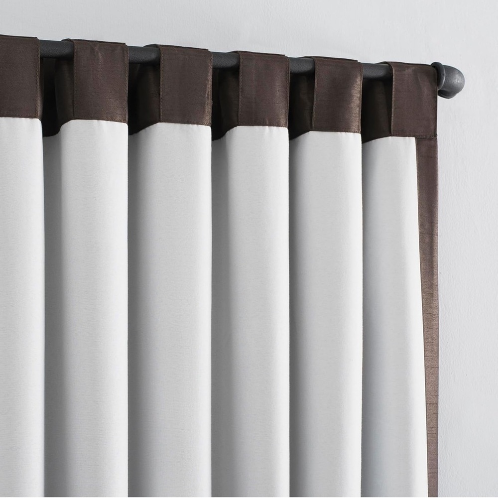 Sun Zero Faux Dupioni Silk Thermal Blackout Back Tab Curtain  50" x 63"  Brown - Picture 6 of 16